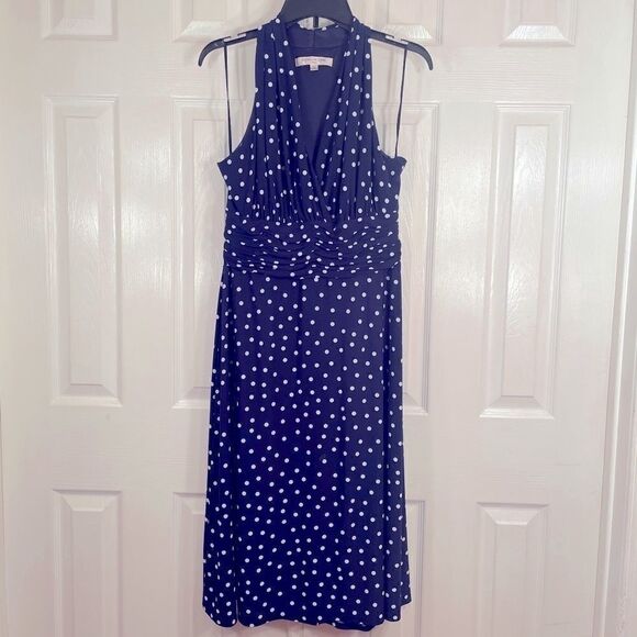 BLUE & WHITE POLKA DOT DRESS by EVAN PICONE S-12 - Picture 1 of 8